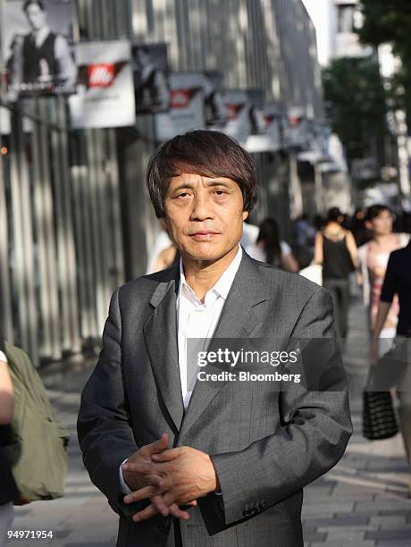 Architect Tadao Ando poses for a photograph in Tokyo, Japan, on Thursday, Aug. 20, 2009. Ando is known for his geometric concrete structures as...