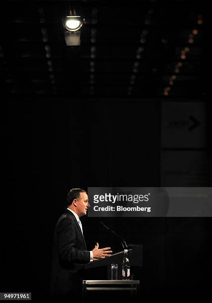 John Key, New Zealand's prime minister, speaks at a Trans-Tasman Business Circle luncheon, in Sydney, Australia, on Friday, Aug. 21, 2009. New...