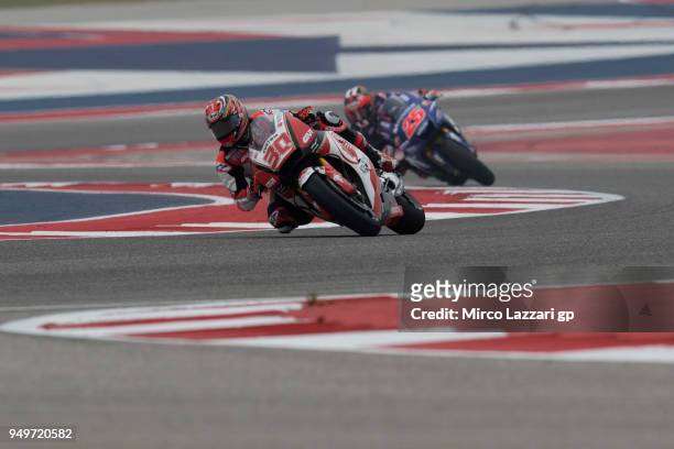 Takaaki Nakagami of Japan and LCR Honda Idemitsu rounds the bend during the MotoGp Red Bull U.S. Grand Prix of The Americas - Qualifying at Circuit...