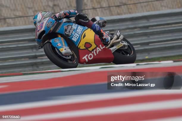 Alex Marquez of Spain and EG 0,0 Marc VDS rounds the bend during the Moto2 qualifying practice during the MotoGp Red Bull U.S. Grand Prix of The...