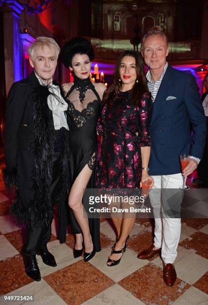 Nick Rhodes, Nefer Suvio, Lauren Kemp and Gary Kemp attend a party to celebrate Nefer Suvio's birthday hosted by The Count and Countess Francesco &...