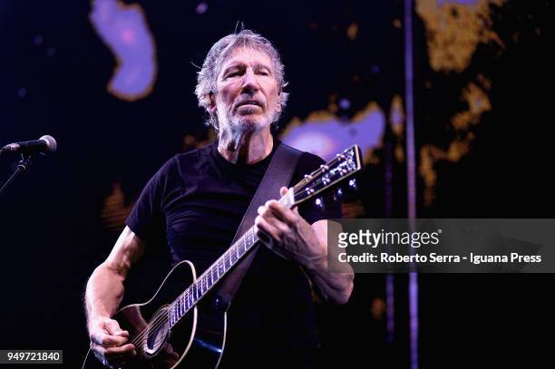 English musician Roger Waters ex member of the Pink Floyd band performs on stage on April 21, 2018 in Bologna, Italy.