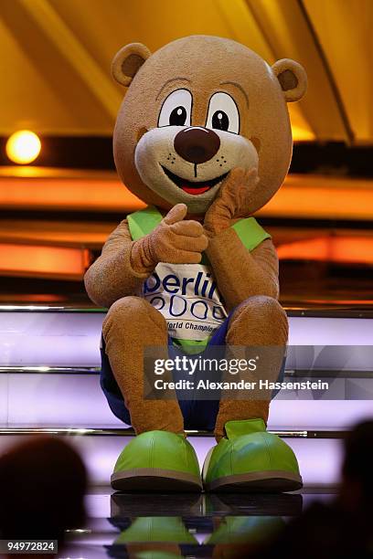 Berlino, mascott of the World Track and Field Championships in Berlin 2009, attends the 'Athlete of the Year' gala at the Kurhaus Baden-Baden on...