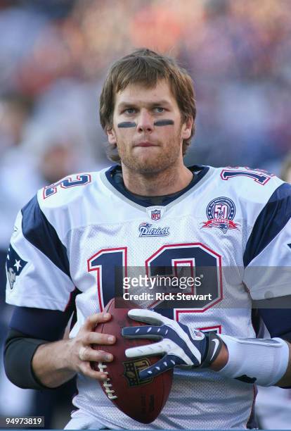 Tom Brady of the New England Patriots stands on the sidelines during play against the Buffalo Bills at Ralph Wilson Stadium on December 20, 2009 in...