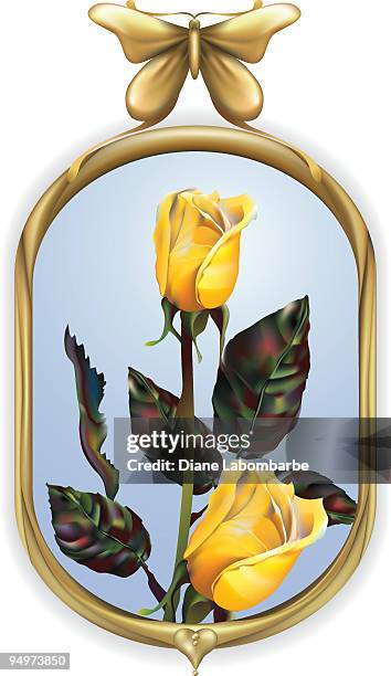 ilustrações de stock, clip art, desenhos animados e ícones de art nouveau floral, frame - rose gold