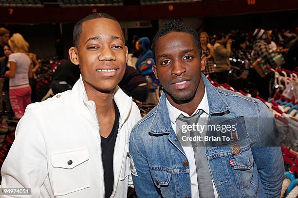 Actors Tyler James Williams and Elijah Kelley attend "Christmas In The City" Charity Toy Drive at LA Sports Arena on December 20, 2009 in Los...