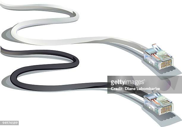 two zig-zagging usb internet telecommunications network cables - cable 幅插畫檔、美工圖案、卡通及圖標