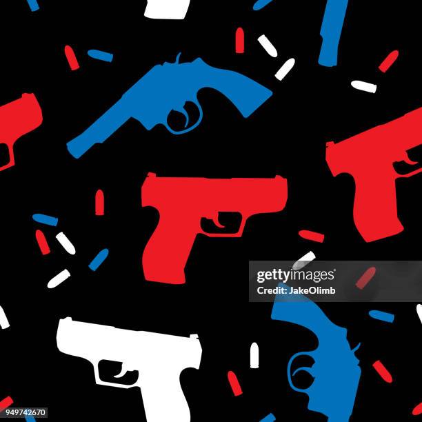 handgun silhouettes usa pattern - gunman stock illustrations