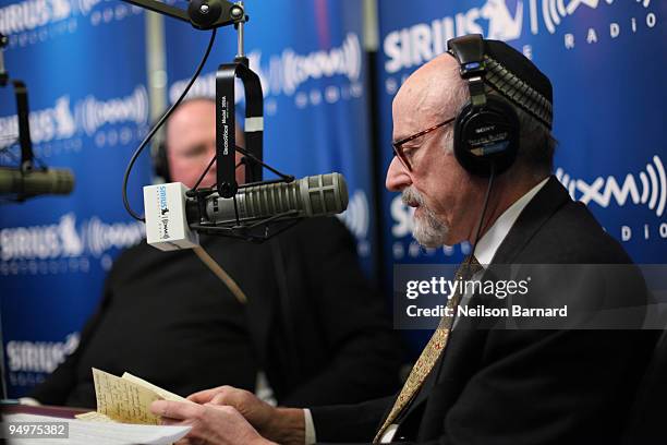 Archbishop Timothy Dolan And Rabbi Harlan J. Wechsler visit the SIRIUS XM Studio on December 20, 2009 in New York City.