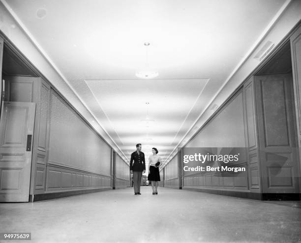 Interior corridor of the Pentagon Building, Arlington, Virginia shortly after its dedication on January 15, 1943