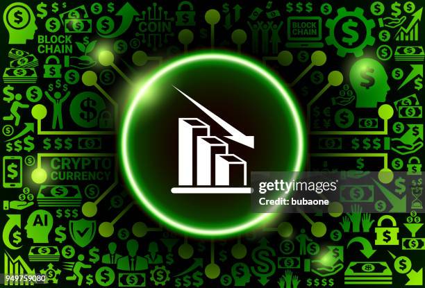 graph icon on money and cryptocurrency background - copper bars stock illustrations