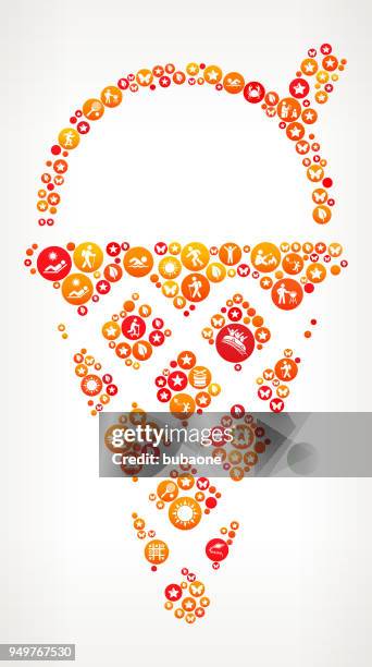 icecream cone summer camp fun - round waffle stock illustrations
