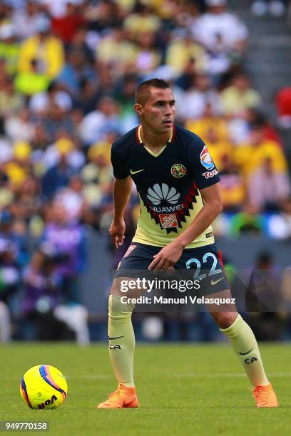 Paul Aguilar of America controls the ball during the 16th round match between Puebla and America as part of the Torneo Clausura 2018 Liga MX at...