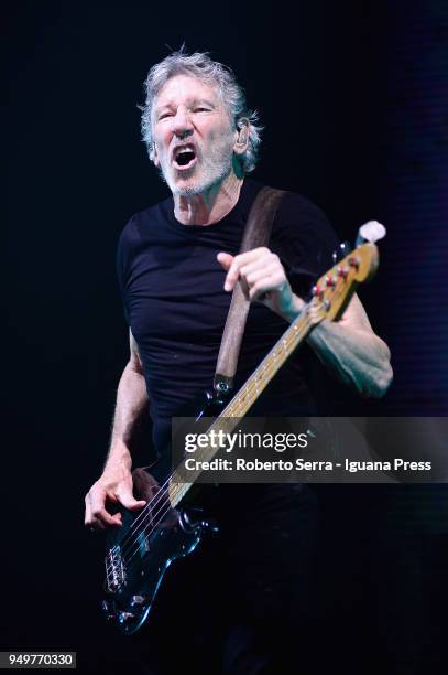 English musician Roger Waters ex member of the Pink Floyd band performs on stage on April 21, 2018 in Bologna, Italy.