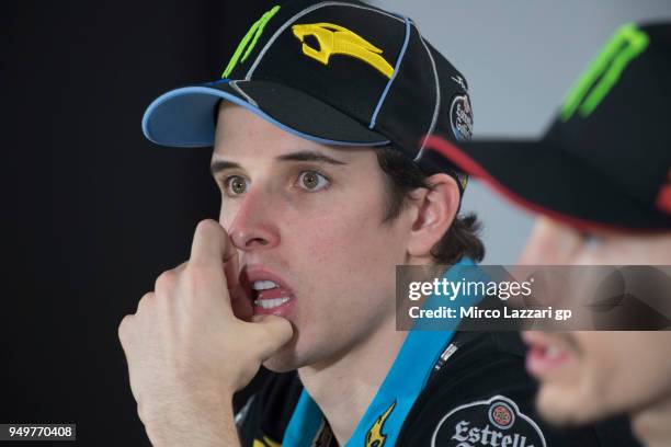 Alex Marquez of Spain and EG 0,0 Marc VDS looks on during the press conference during the MotoGp Red Bull U.S. Grand Prix of The Americas -...