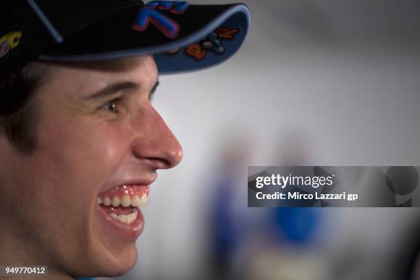Alex Marquez of Spain and EG 0,0 Marc VDS smiles during the press conference during the MotoGp Red Bull U.S. Grand Prix of The Americas - Qualifying...