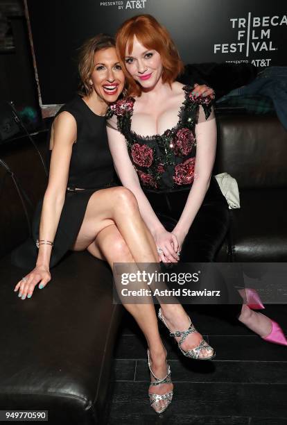 Actresses Alysia Reiner and Christina Hendricks attend the 2018 Tribeca Film Festival after party for Egg hosted by the IMDbPro App at TAO Downtown...