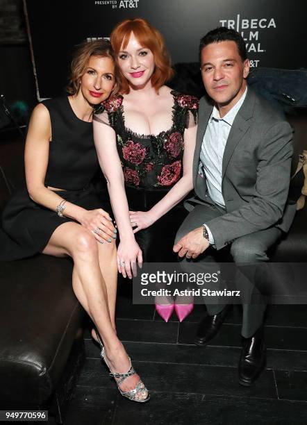 Actresses Alysia Reiner, Christina Hendricks and David Alan Basche attend the 2018 Tribeca Film Festival after party for Egg hosted by the IMDbPro...