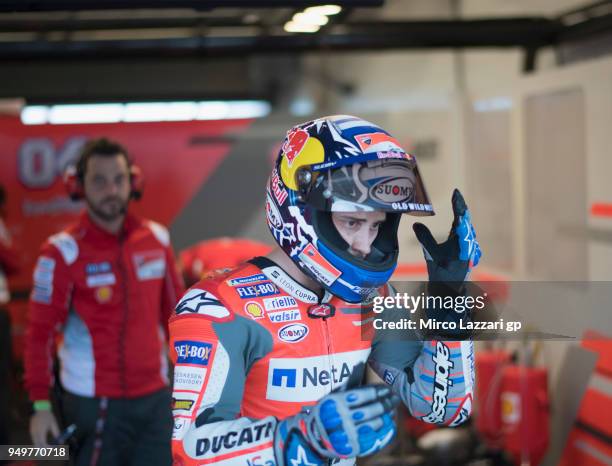 Andrea Dovizioso of Italy and Ducati Team starts from box during the qualifying practice during the MotoGp Red Bull U.S. Grand Prix of The Americas -...
