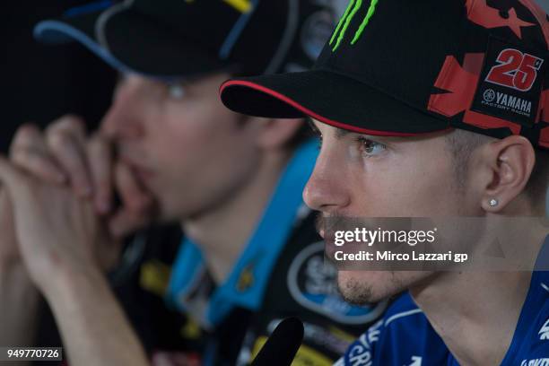 Maverick Vinales of Spain and Movistar Yamaha MotoGP looks on during the press conference during the MotoGp Red Bull U.S. Grand Prix of The Americas...
