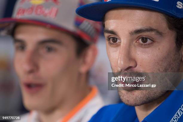 Andrea Iannone of Italy and Team Suzuki ECSTAR speaks during the press conference during the MotoGp Red Bull U.S. Grand Prix of The Americas -...