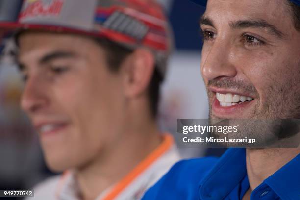 Andrea Iannone of Italy and Team Suzuki ECSTAR smiles during the press conference during the MotoGp Red Bull U.S. Grand Prix of The Americas -...
