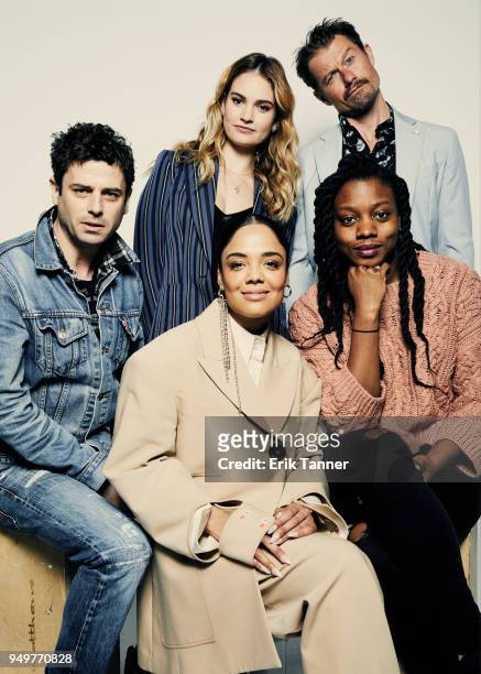Luke Kirby, Lily James, Tessa Thompson, James Badge Dale and Nia DaCosta of the film Little Woods pose for a portrait during the 2018 Tribeca Film...