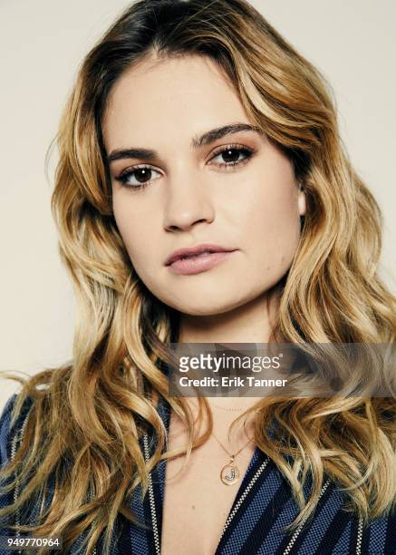 Lily James of the film Little Woods poses for a portrait during the 2018 Tribeca Film Festival at Spring Studio on April 21, 2018 in New York City.