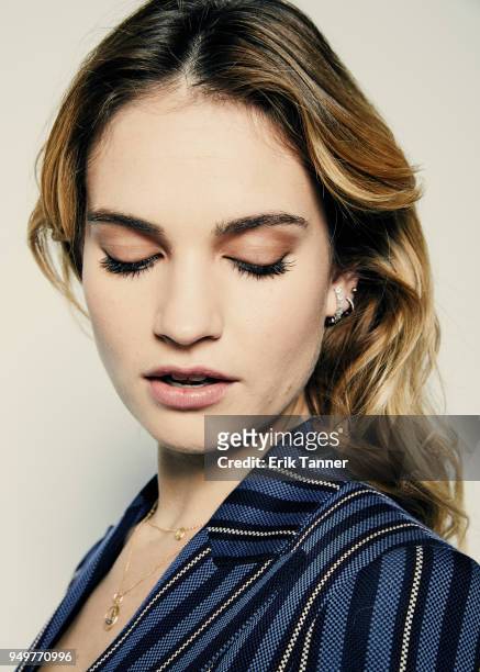 Lily James of the film Little Woods poses for a portrait during the 2018 Tribeca Film Festival at Spring Studio on April 21, 2018 in New York City.
