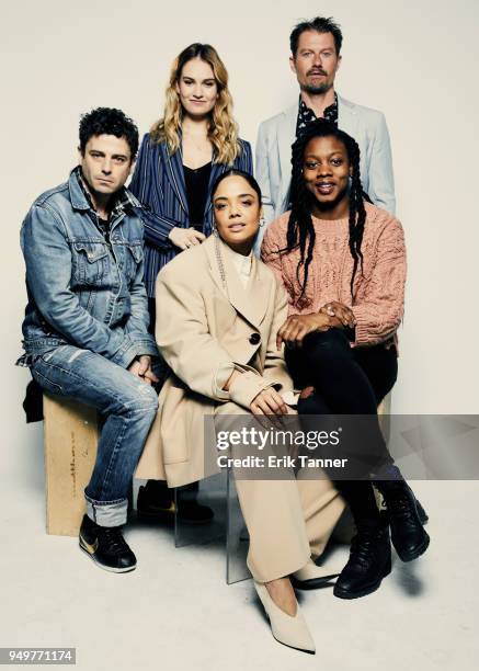 Luke Kirby, Lily James, Tessa Thompson, James Badge Dale and Nia DaCosta of the film Little Woods pose for a portrait during the 2018 Tribeca Film...