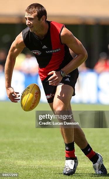 Jobe Watson of the Bombers grabs the ball during an Essendon Bombers AFL training session at Windy Hill on December 21, 2009 in Melbourne, Australia.