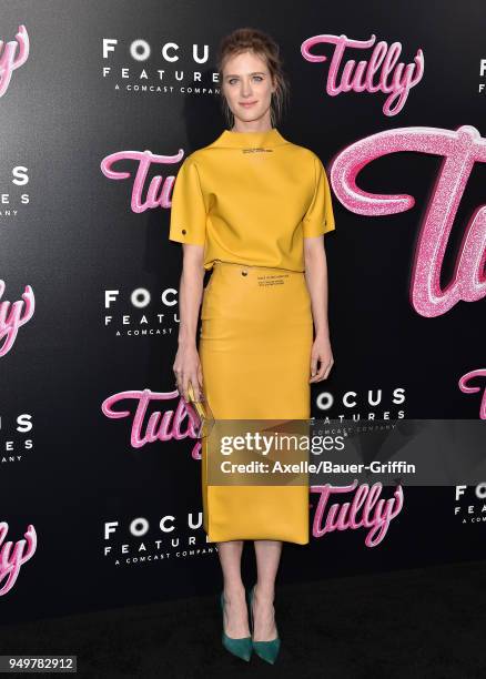 Actress Mackenzie Davis arrives at the Los Angeles premiere of Focus Features' 'Tully' at Regal LA Live Stadium 14 on April 18, 2018 in Los Angeles,...