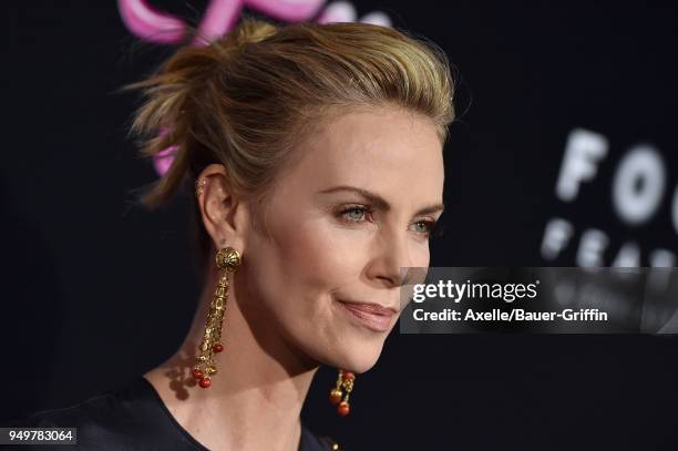 Actress Charlize Theron arrives at the Los Angeles premiere of Focus Features' 'Tully' at Regal LA Live Stadium 14 on April 18, 2018 in Los Angeles,...