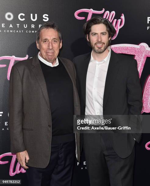 Directors Ivan Reitman and Jason Reitman arrive at the Los Angeles premiere of Focus Features' 'Tully' at Regal LA Live Stadium 14 on April 18, 2018...