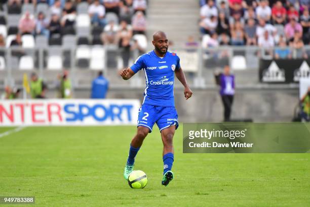 Dimitri Foulquier of Strasbourg during the Ligue 1 match between Amiens SC and Strasbourg at Stade de la Licorne on April 21, 2018 in Amiens, .