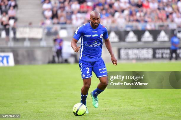 Dimitri Foulquier of Strasbourg during the Ligue 1 match between Amiens SC and Strasbourg at Stade de la Licorne on April 21, 2018 in Amiens, .