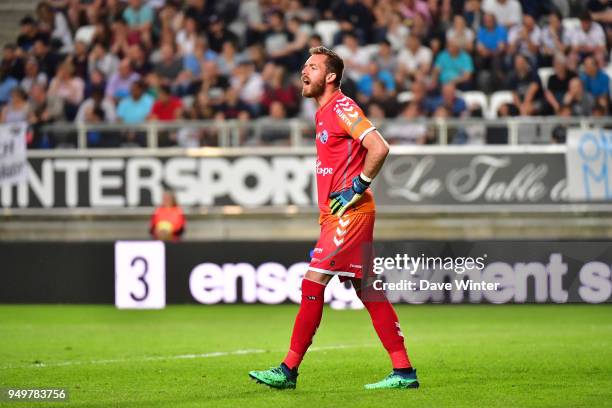 Alexandre Oukidja of Strasbourg during the Ligue 1 match between Amiens SC and Strasbourg at Stade de la Licorne on April 21, 2018 in Amiens, .