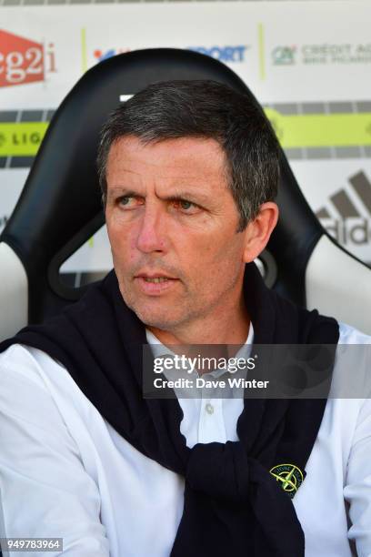 Strasbourg coach Thierry Laurey during the Ligue 1 match between Amiens SC and Strasbourg at Stade de la Licorne on April 21, 2018 in Amiens, .