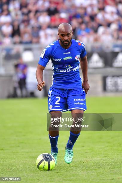 Dimitri Foulquier of Strasbourg during the Ligue 1 match between Amiens SC and Strasbourg at Stade de la Licorne on April 21, 2018 in Amiens, .