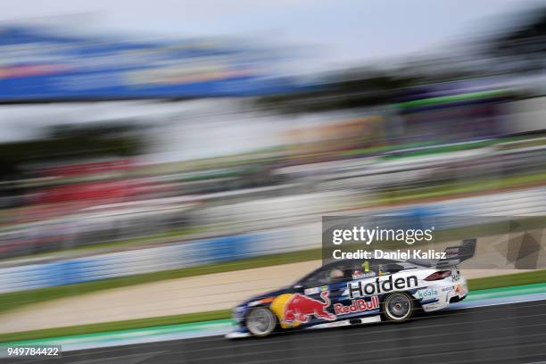 Jamie Whincup drives the Red Bull Holden Racing Team Holden Commodore ZB during the Supercars Phillip Island 500 at Phillip Island Grand Prix Circuit...