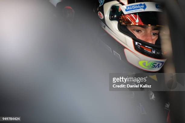 Scott Pye driver of the Mobil 1 Boost Mobile Racing Holden Commodore ZB looks on during the Supercars Phillip Island 500 at Phillip Island Grand Prix...