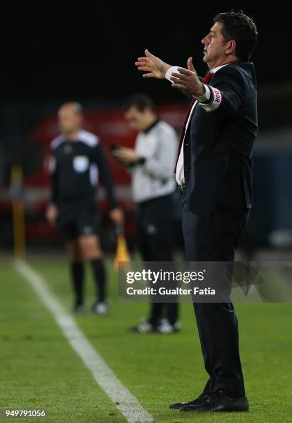 Benfica coach Rui Vitoria from Portugal in action during the Primeira Liga match between GD Estoril Praia and SL Benfica at Estadio Antonio Coimbra...