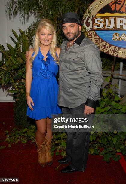 Survivor winner Natalie White and runner-up Russell Hantz pose after "Survivor: Samoa Finale" on December 20, 2009 in Los Angeles, California.