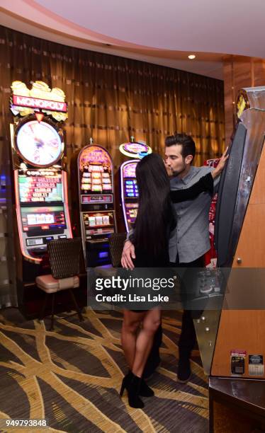 The Bachelorette's Rachel Lindsay celebrates Birthday with fiance Bryan Abasolo at SugarHouse Casino on April 21, 2018 in Philadelphia, Pennsylvania.