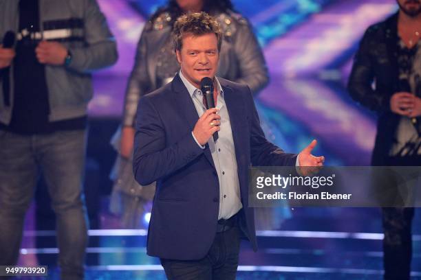 Oliver Geissen during the second event show of the tv competition 'Deutschland sucht den Superstar' at Coloneum on April 21, 2018 in Cologne,...