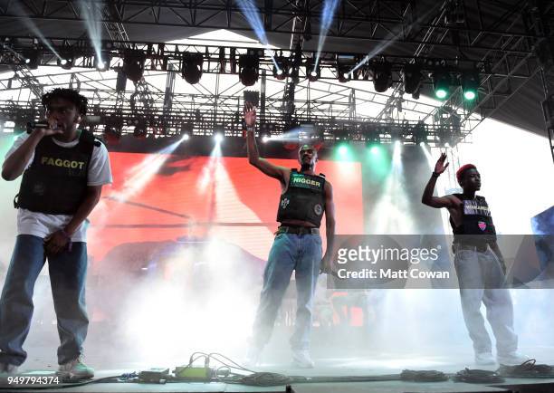 Kevin Abstract, Ameer Vann and Merlyn Wood of Brockhampton performs onstage during the 2018 Coachella Valley Music And Arts Festival at the Empire...