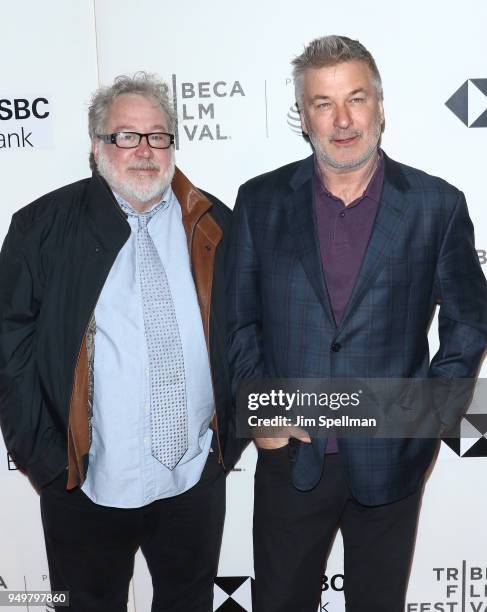 Actors Tom Hulce and Alec Baldwin attend the premiere of "The Seagull" during the 2018 Tribeca Film Festival at BMCC Tribeca PAC on April 21, 2018 in...