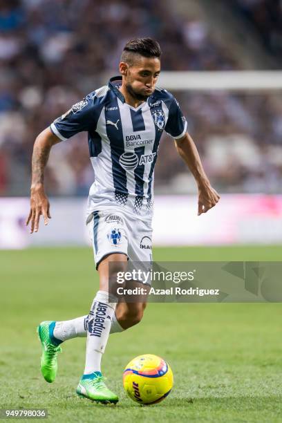 Leonel Vangioni of Monterrey drives the ball during the 16th round match between Monterrey and Lobos BUAP as part of the Torneo Clausura 2018 Liga MX...