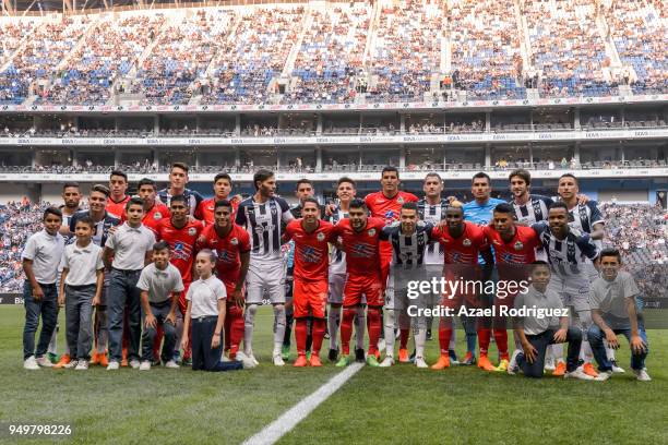 Players of Monterrey and Lobos pose prior the 16th round match between Monterrey and Lobos BUAP as part of the Torneo Clausura 2018 Liga MX at BBVA...