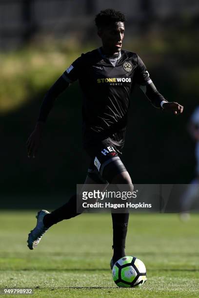 Nathanael Hailemariam of Team Wellington in action during leg one of the OFC Champions League 2018 Semi-finals series between Team Wellington and...